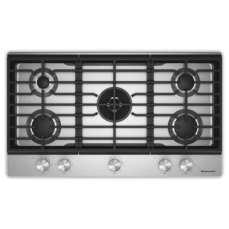 KitchenAid - 37 inch wide Gas Cooktop in Stainless - KCGK536SSS Stainless