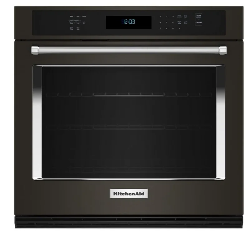KitchenAid - 4.3 cu. ft Single Wall Oven in Black Stainless - KOES527PBS Black Stainless