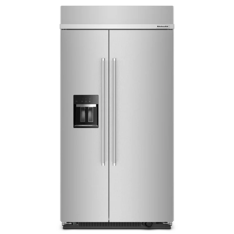KitchenAid - 41.25 Inch 25.1 cu. ft Built In / Integrated Side by Side Refrigerator in Stainless - KBSD702MPS Stainless