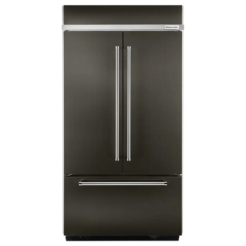 KitchenAid - 42.25 Inch 24 cu. ft French Door Refrigerator in Black Stainless - KBFN502EBS Black Stainless