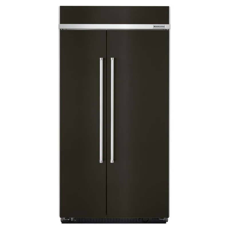KitchenAid - 42.25 Inch 25.5 cu. ft Side by Side Refrigerator in Black Stainless - KBSN602EBS None