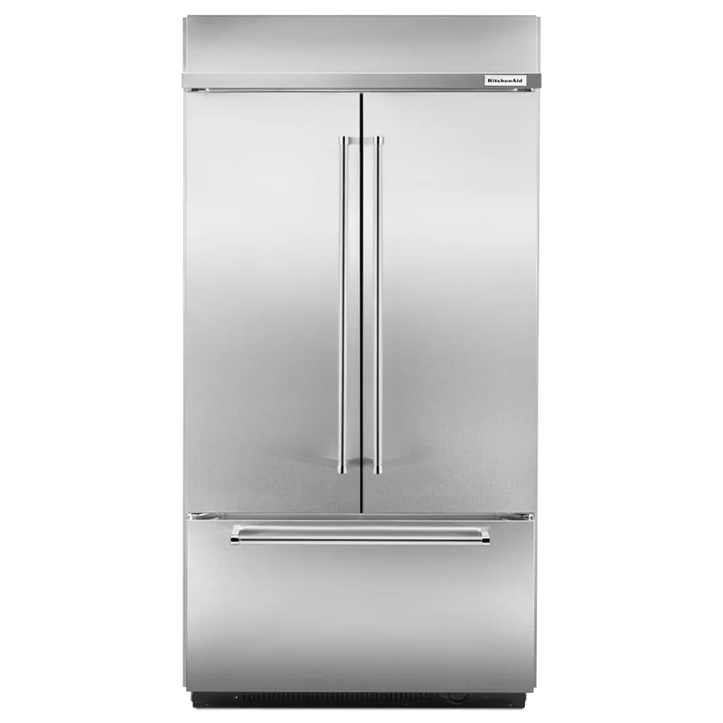 KitchenAid - 42.3 Inch 24.2 cu. ft Built In / Integrated French Door Refrigerator in Stainless - KBFN502ESS Stainless