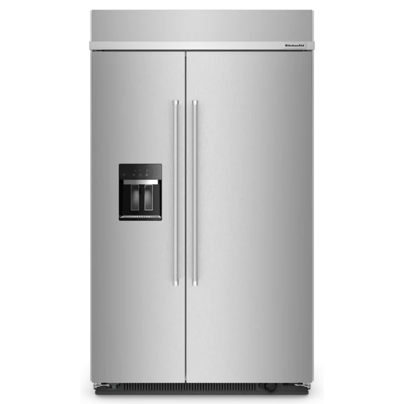 KitchenAid - 47.25 Inch 29.4 cu. ft Built In / Integrated Side by Side Refrigerator in Stainless - KBSD708MPS Stainless
