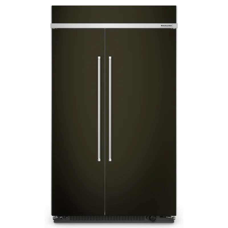 KitchenAid - 47.25 Inch 30 cu. ft Side by Side Refrigerator in Black Stainless - KBSN708MBS Black Stainless