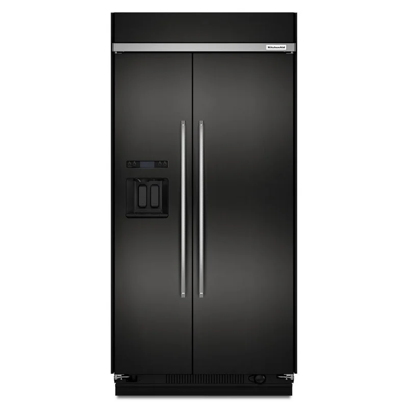 KitchenAid - 48.25 Inch 29.5 cu. ft Side by Side Refrigerator in Black Stainless - KBSD608EBS Black Stainless