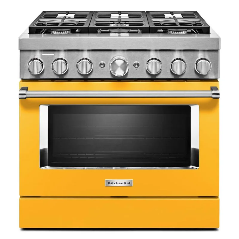 KitchenAid - 5.1 cu. ft Dual Fuel Range in Yellow - KFDC506JYP Yellow