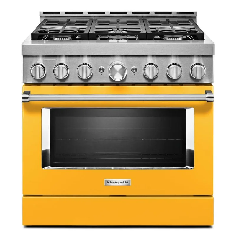 KitchenAid - 5.1 cu. ft Gas Range in Yellow - KFGC506JYP Yellow