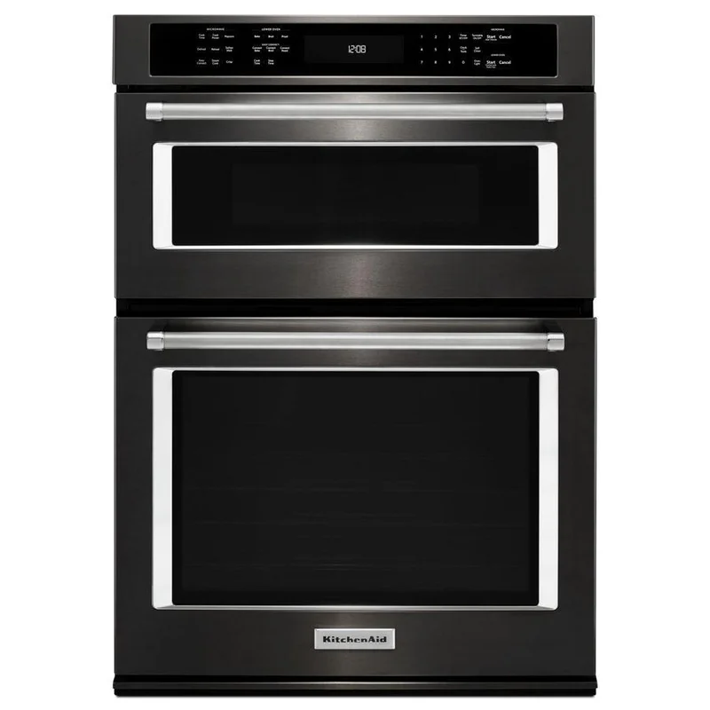 KitchenAid - 5.7 cu. ft Combination Wall Oven in Black Stainless - KOCE507EBS Black Stainless