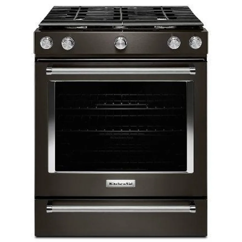 KitchenAid - 5.8 cu. ft Gas Range in Black Stainless - KSGG700EBS Black Stainless