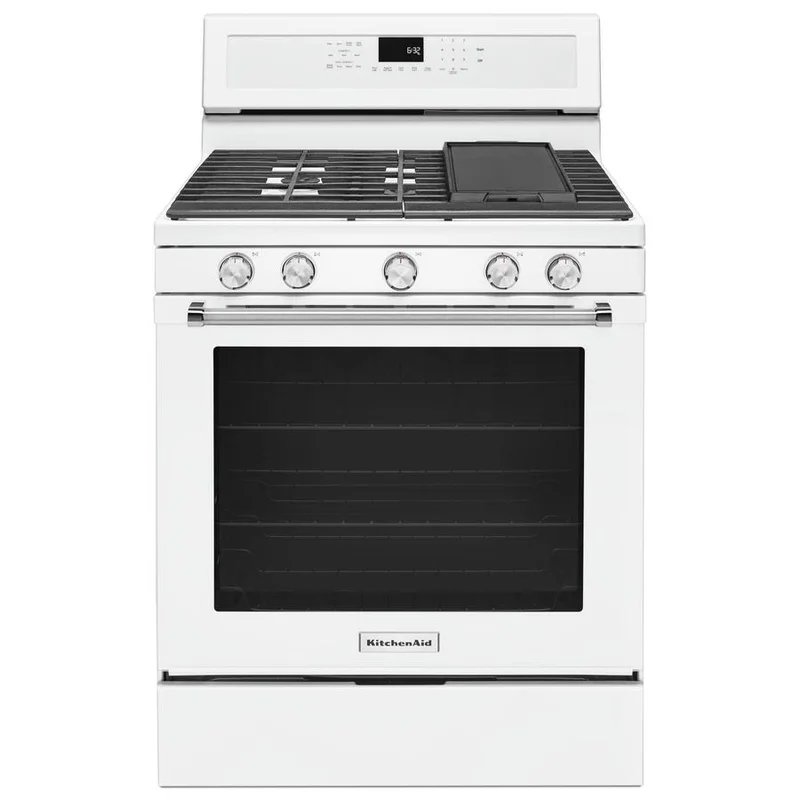 KitchenAid - 5.8 cu. ft Gas Range in White - KFGG500EWH White