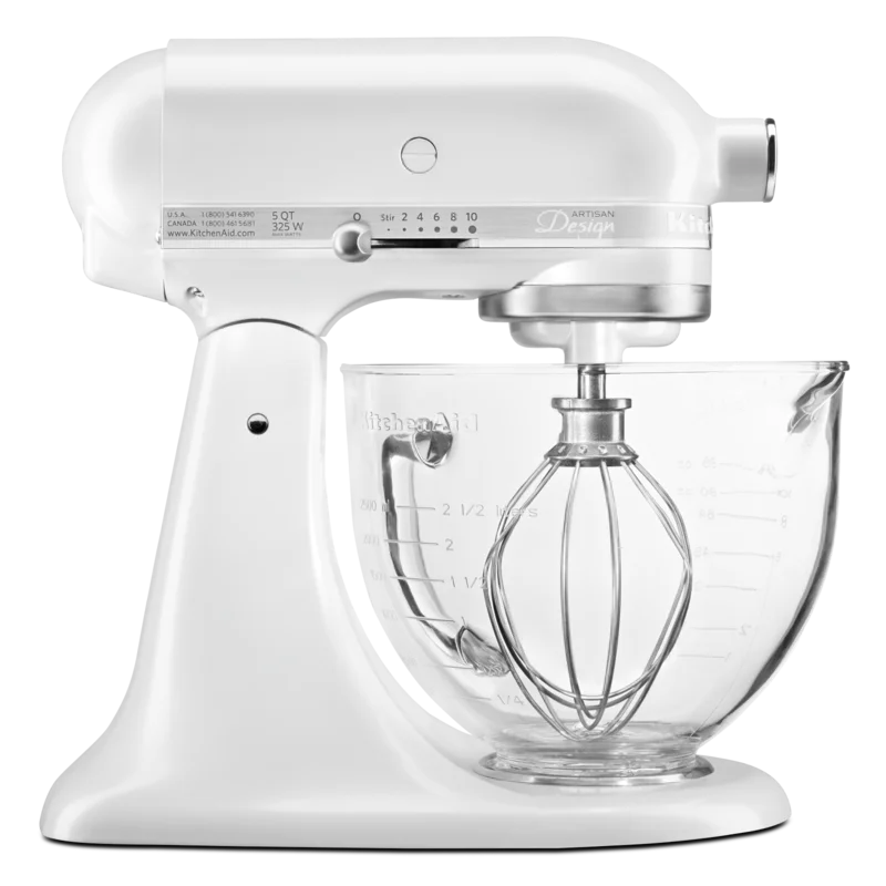 KitchenAid - 5 Quarts Tilt-Head Mixer in White - KSM155GBFP White