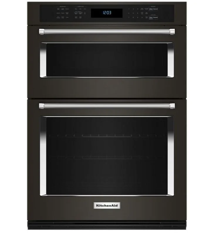 KitchenAid - 6.4 cu. ft Combination Wall Oven in Black Stainless - KOEC530PBS Black Stainless