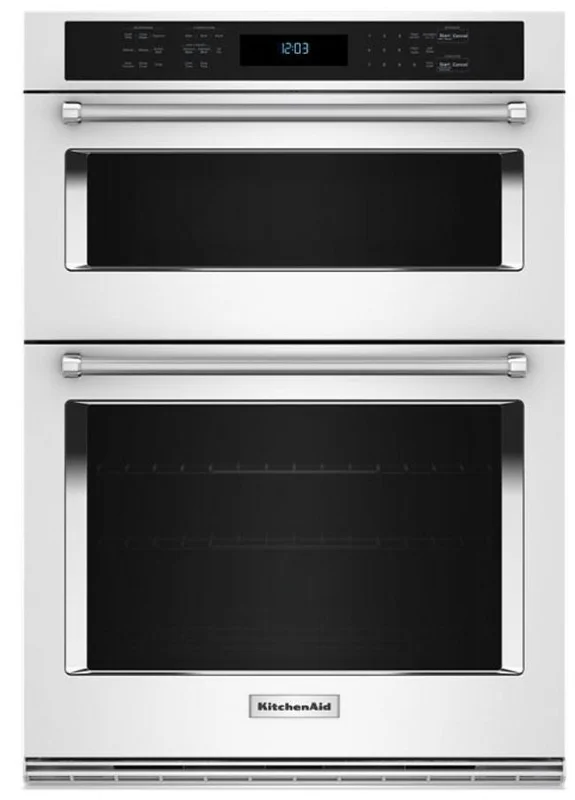KitchenAid - 6.4 cu. ft Combination Wall Oven in White - KOEC530PWH White