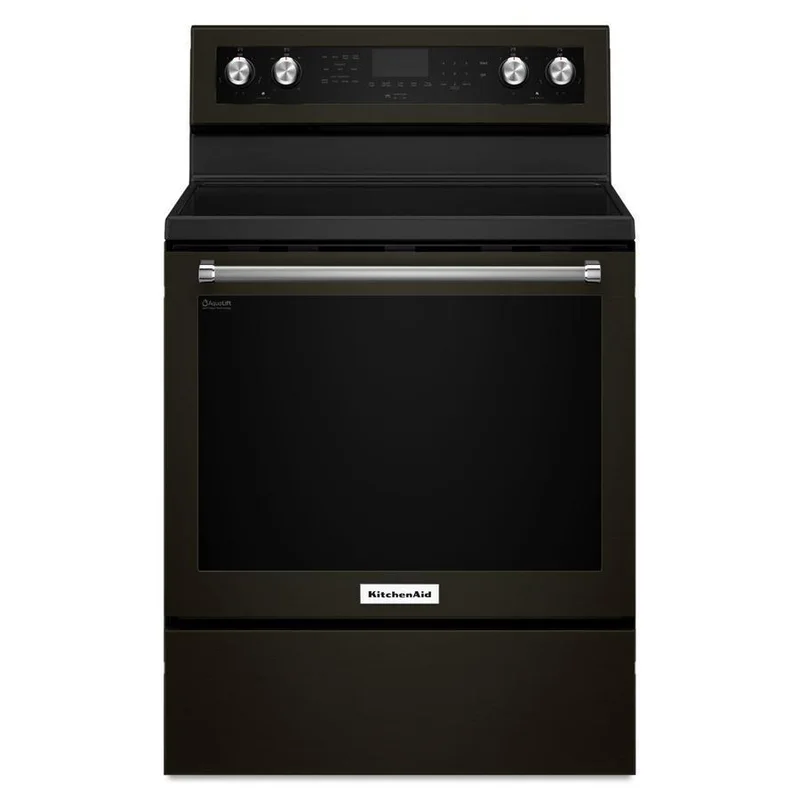 KitchenAid - 6.4 cu. ft Electric Range in Black Stainless - YKFEG500EBS Black Stainless