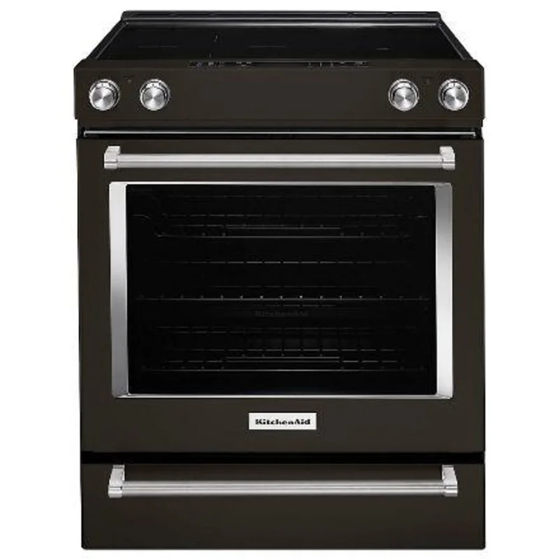 KitchenAid - 6.4 cu. ft Electric Range in Black Stainless - YKSEG700EBS Black Stainless