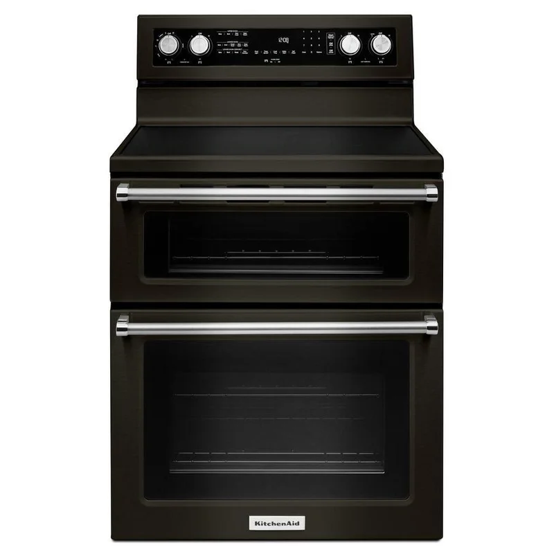 KitchenAid - 6.7 cu. ft Electric Range in Black Stainless - YKFED500EBS Black Stainless