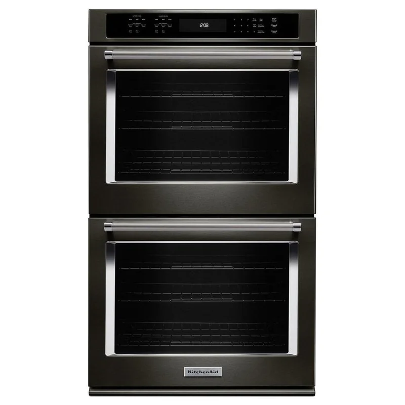 KitchenAid - 8.6 cu. ft Double Wall Oven in Black Stainless - KODE507EBS Black Stainless