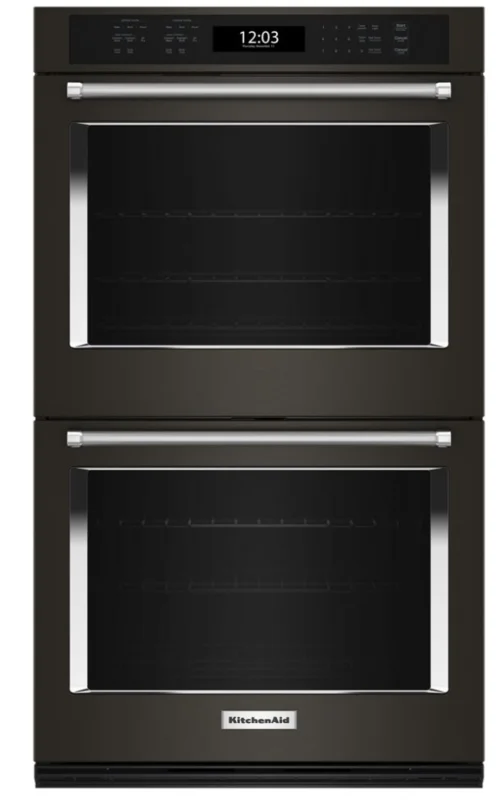 KitchenAid - 8.6 cu. ft Double Wall Oven in Black Stainless - KOED527PBS Black Stainless