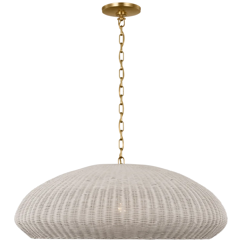 Kokomo 32" Wide Pendant, Antique Burnished Brass/Chalk Wicker