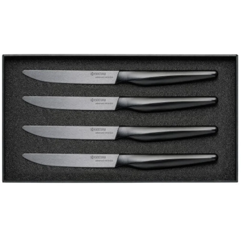 Kyocera 4pc Micro Serrated Black Ceramic Steak Knife Set