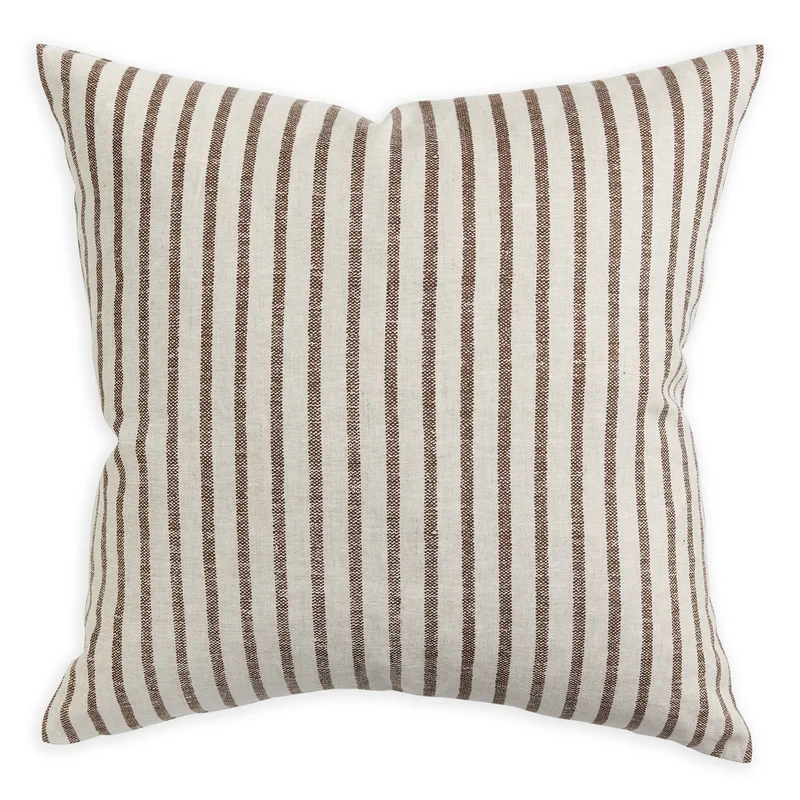 Kythira Cocoa Linen Cushion, 22" x 22"