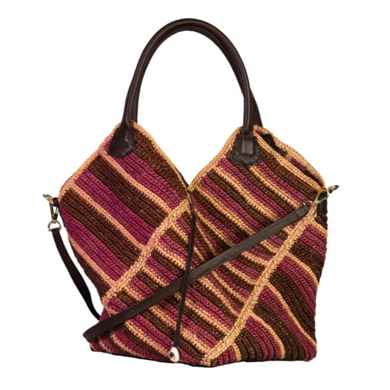 La Aventurera Striped Carry All, Wine/Chocolate