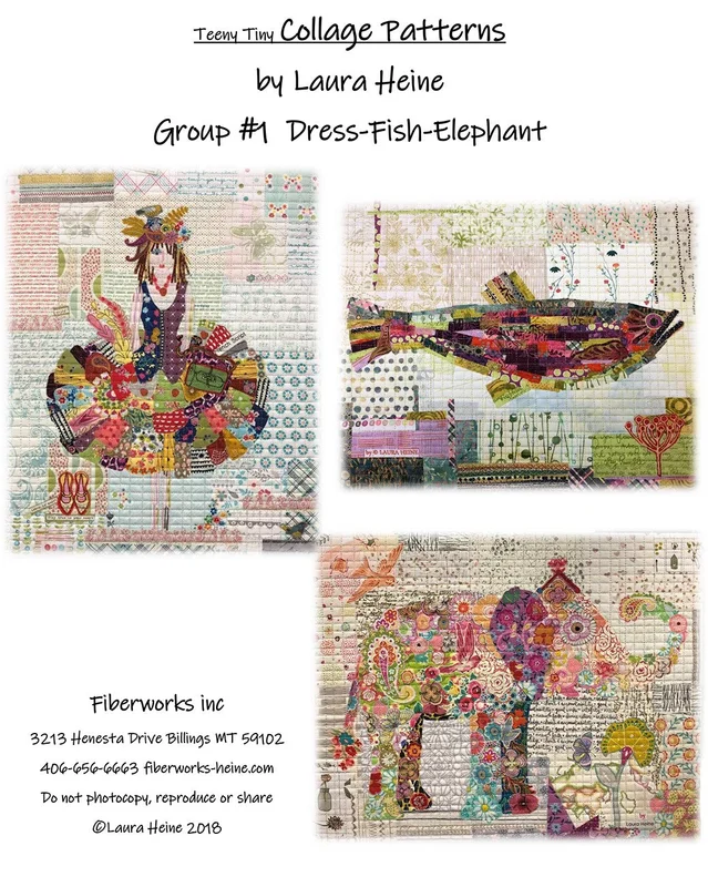 LAURA HEINE: Teeny Tiny Collage Pattern Dress-Fish-Elephant