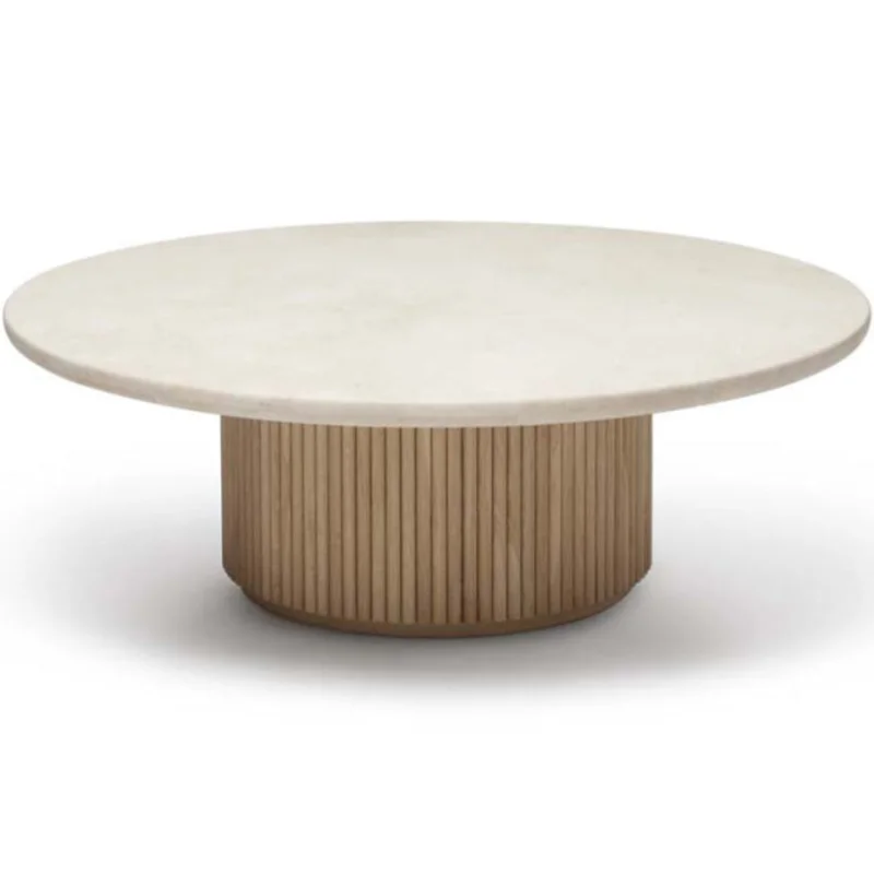 Laurel Round Marble Cocktail Table, Honey, 60" Dia