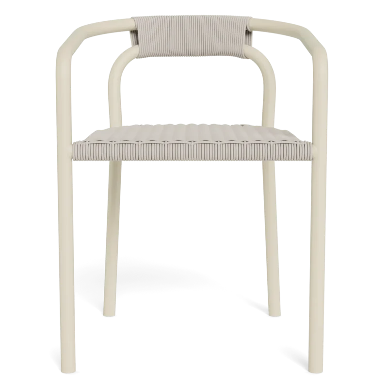 Leo Stacking Dining Chair, Aluminum Bone / Rope Shell
