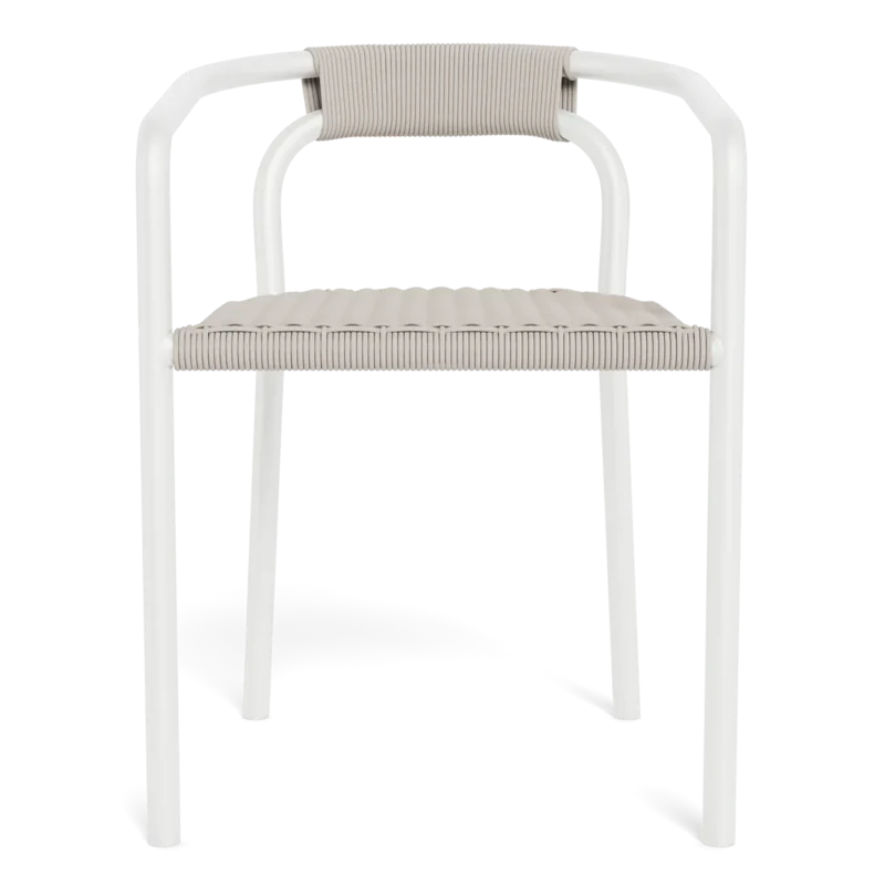 Leo Stacking Dining Chair, Aluminum White / Rope Shell