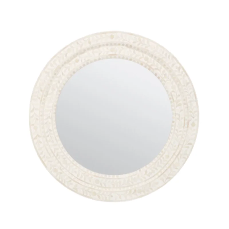 Lexi Mirror 32", Natural Bone/White Resin