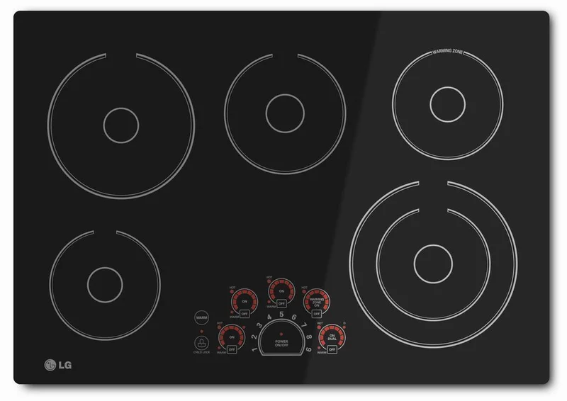 LG - 30.8 inch wide Electric Cooktop in Black - LCE3010SB Black