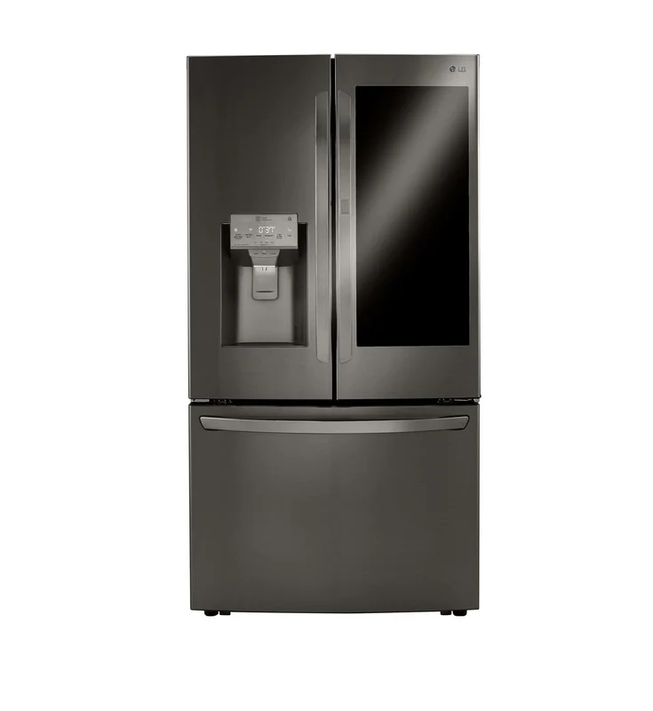 LG - 35.8 Inch 23.5 cu. ft French Door Refrigerator in Black Stainless - LRFVC2406D Black Stainless