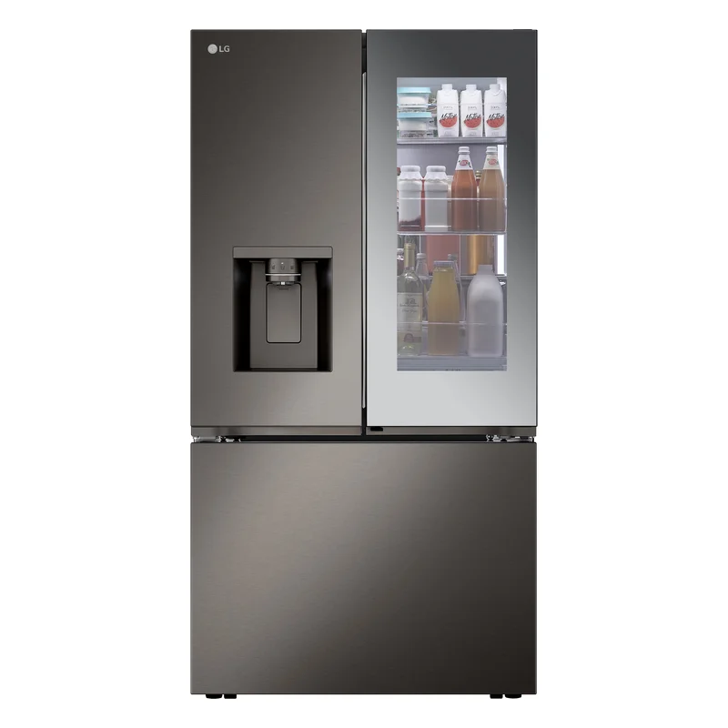 LG - 35.8 Inch 25.5 cu. ft French Door Refrigerator in Black Stainless - LRYKC2606D Black Stainless