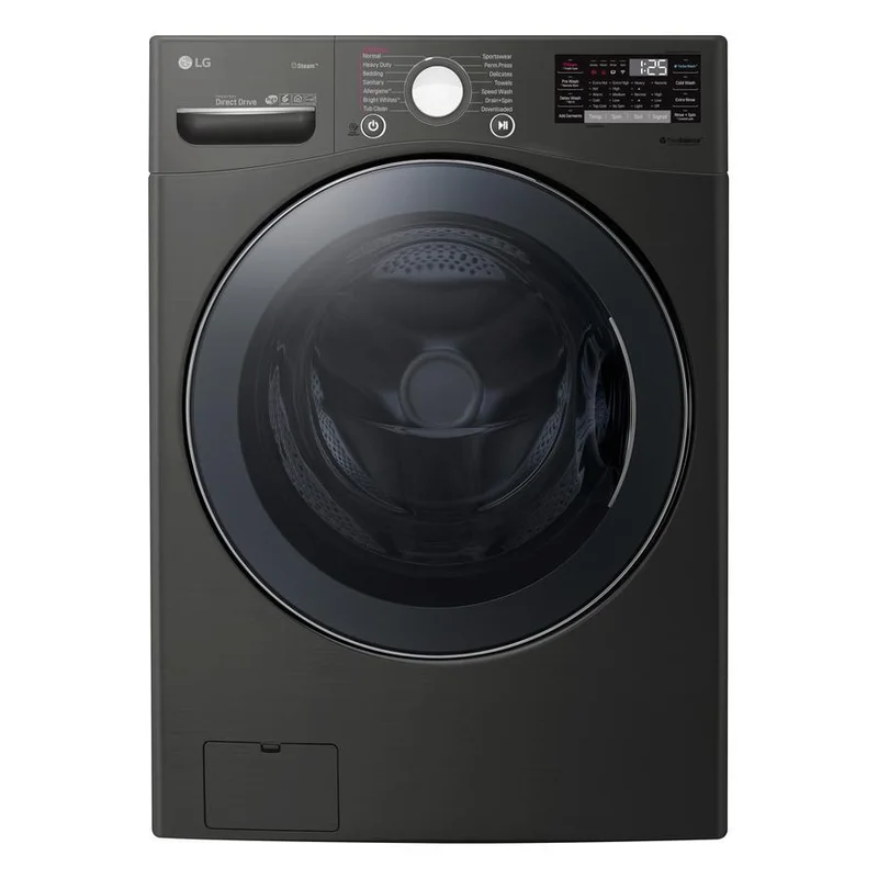 LG - 5.2 cu. Ft Front Load Washer in Black Stainless - WM3800HBA Black Stainless