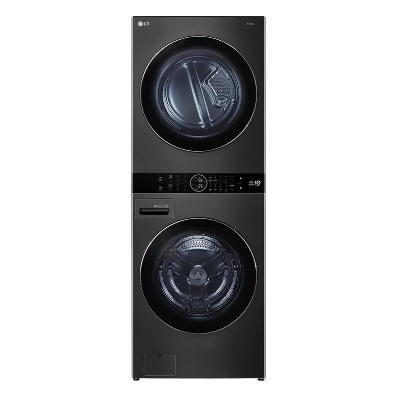 LG - 5.2 cu. Ft Washer and 7.2 Dryer Wash Tower in Black Stainless - WKHC202HBA Black Stainless