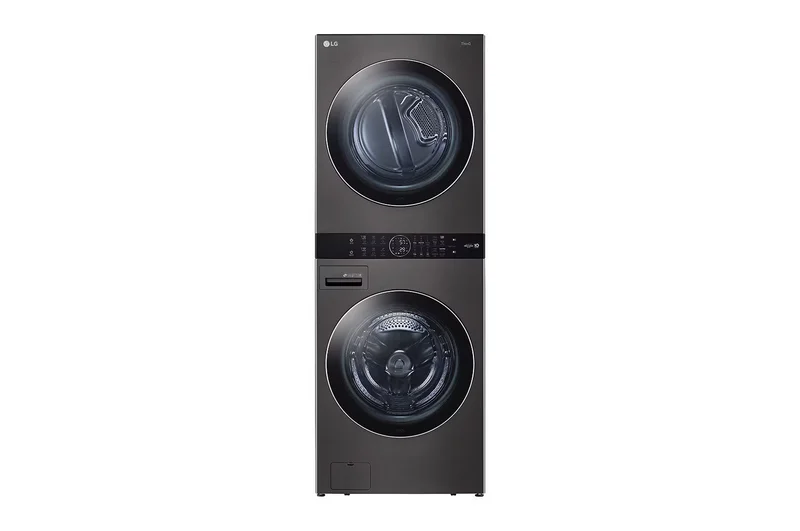 LG - 5.2 cu. Ft Washer and 7.4 Dryer Wash Tower in Black Stainless - WKGX201HBA Black Stainless