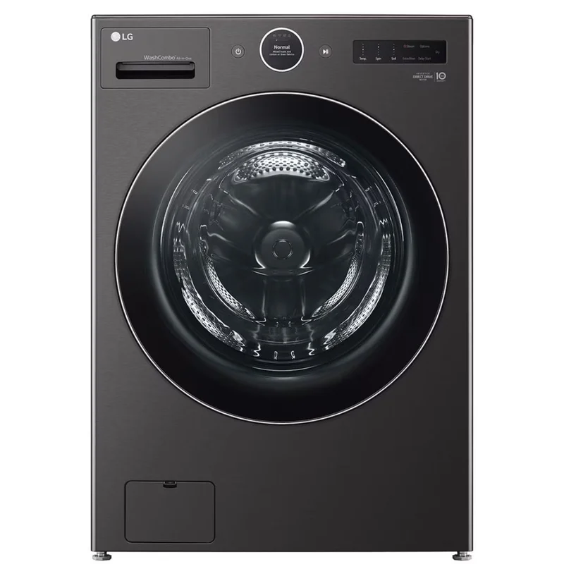 LG - 5.7 cu. Ft  All-In-One Washer & Dryer Combo With Heat Pump in Black Steel - WM6998HBA Black Stainless