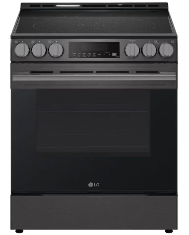 LG - 6.3 cu. ft Electric Range with Fan Convection in Black Stainless - LSEL6333ZE Black Stainless