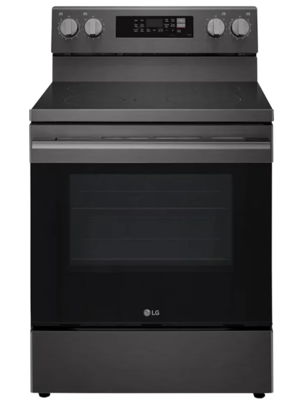 LG - 6.3 cu. ft Electric Range with InstaView in Black Stainless - LREN6325ZE Black Stainless