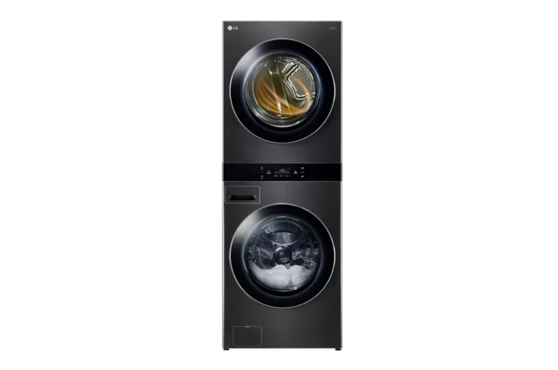 LG - Washer 5.8 cu. & Dryer 7.4 cu. Ft  Front Load WashTower in Black Stainless - WKEX300HBA Black