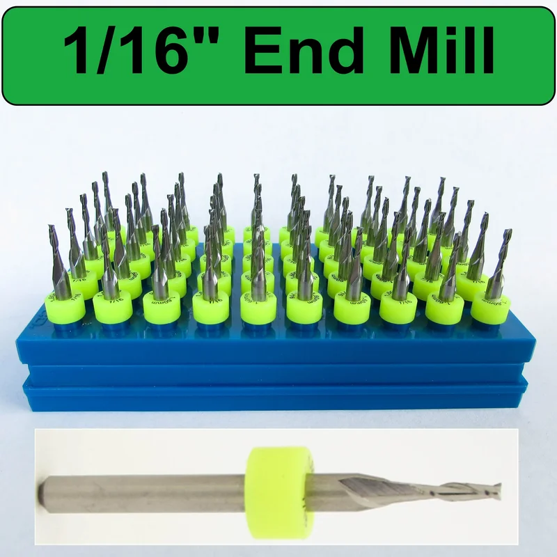 Lightly Used Carbide End Mills  1/16" 2-Flute Square End  Up Cut  50 Pieces  UMT114