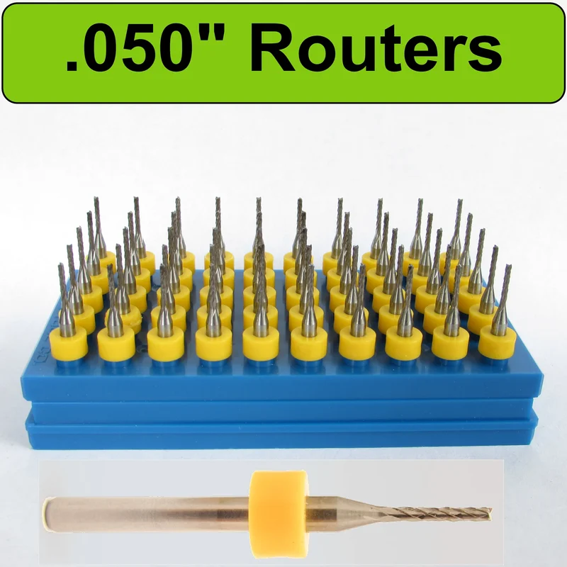 Lightly Used Diamond-Flute Carbide Router Bits  .050" Fish Tail  1/8" Shank  50 Pieces  URD120
