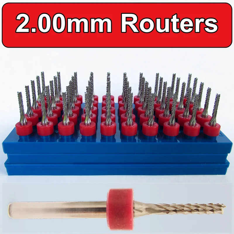 Lightly Used Diamond-Flute Carbide Router Bits  2.00mm Fish Tail  1/8" Shank  50 Pieces  URD150