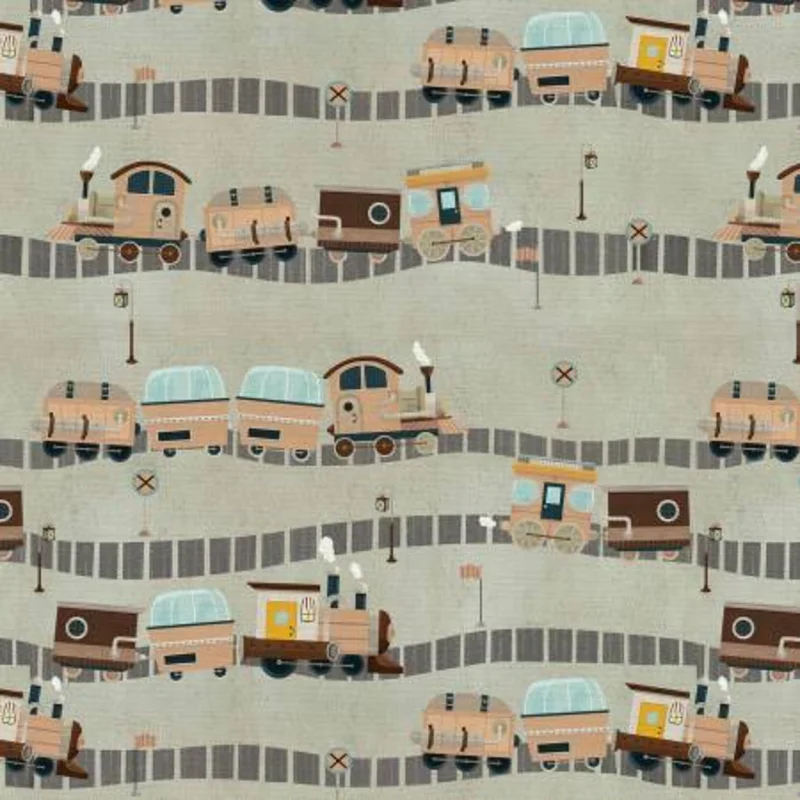 LITTLE ADVENTURER: Choo Choo-Beige (1/4 Yard)