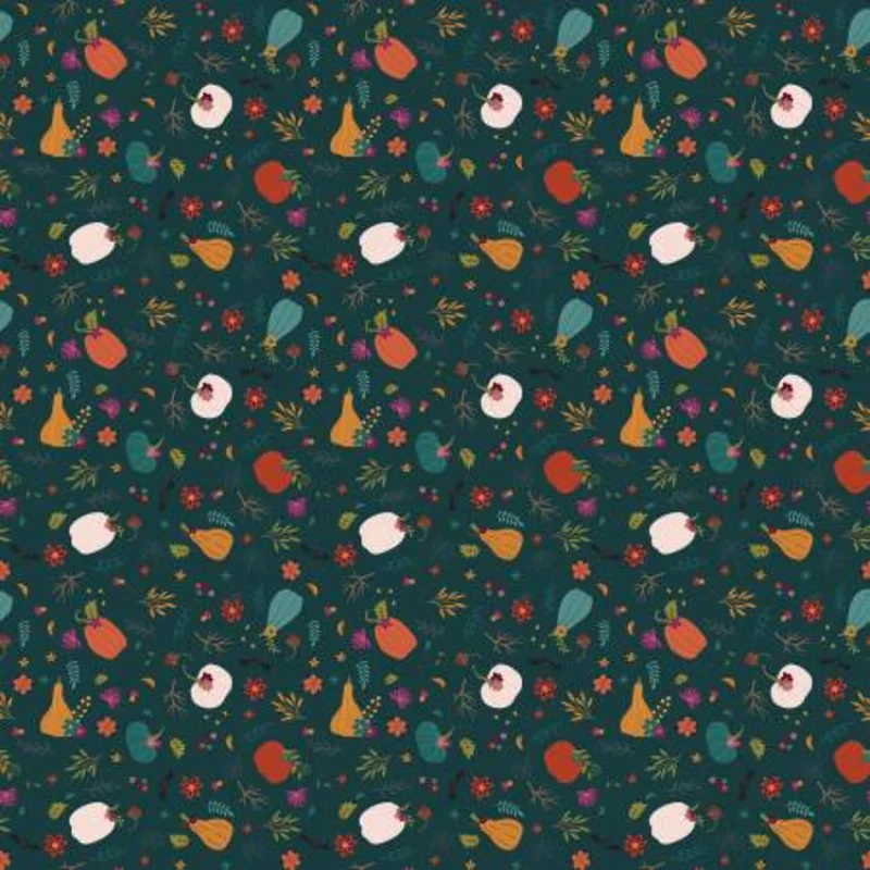 Little Witch: Pumpkin Path- Jade (1/4 Yard)