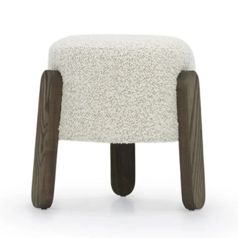 Lou Round Stool, Matalpaca Boucle - Crme