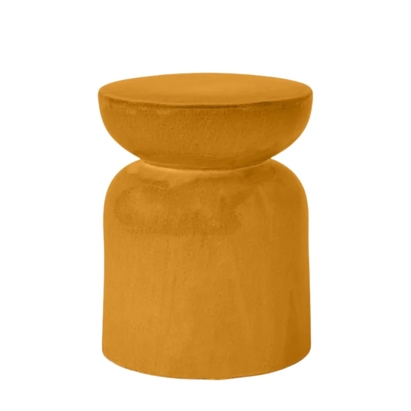 Loxias Outdoor Stool - Saffron Gold Stoneware, 14" Dia