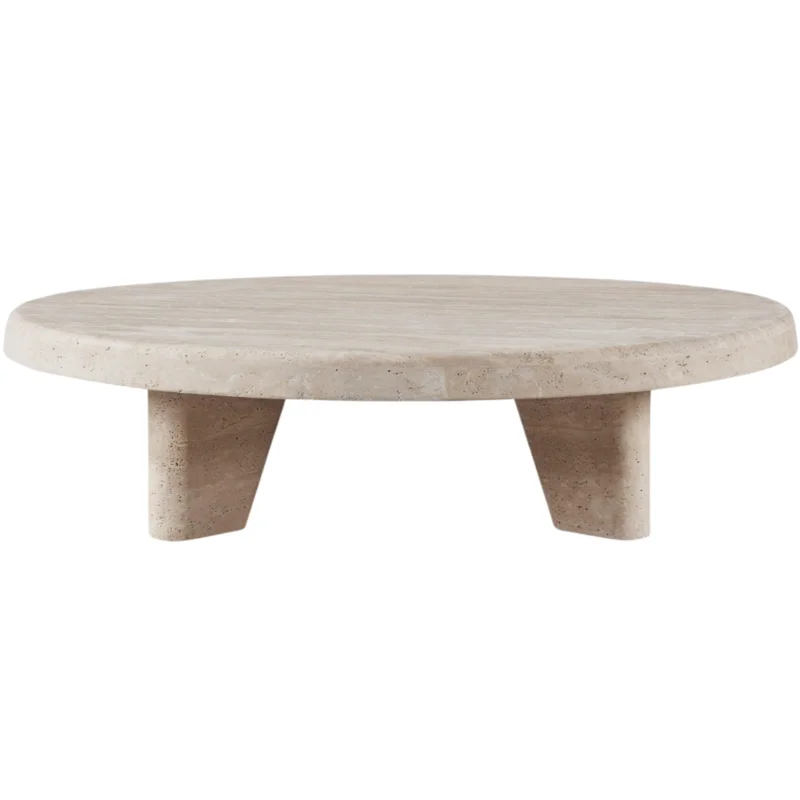 Lucca Round Coffee Table 47", Travertine Natural