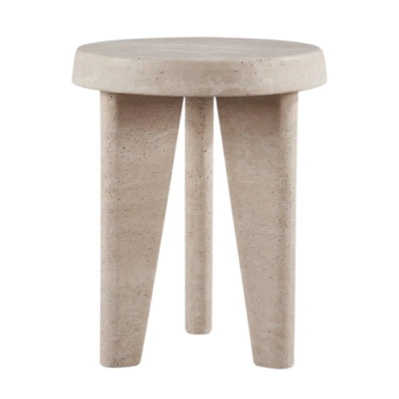 Lucca Round Side Table, Travertine Natural